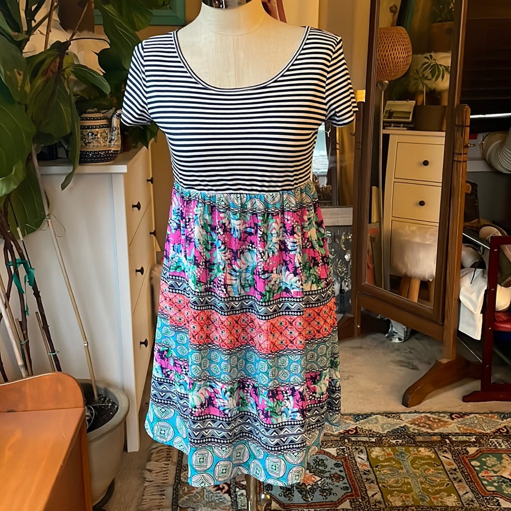 Vintage Anticipation mixed print maternity dress